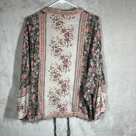Free People Wildflower Zip Kimono Too Size XS/S Black Floral Sheer Baggy Nature - Picture 4 of 6